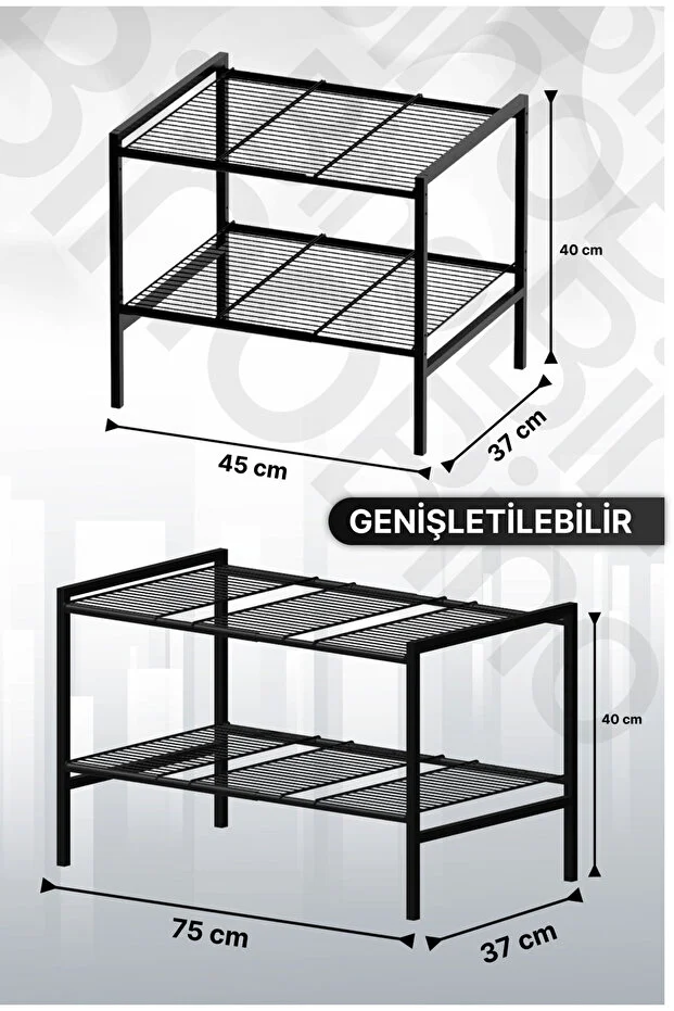 Dolap İçi Tezgah Altı Raf Metal Ayarlanabilir Organizer Mutfak Banyo Çok Amaçlı Düzenleyici